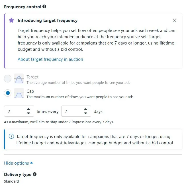 how to run facebook ads - facebook ad frequency controls