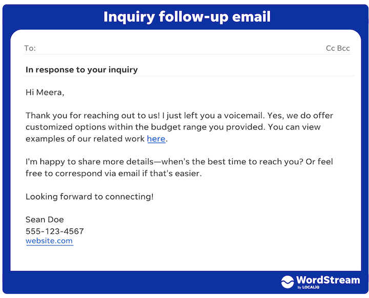 inquiry follow-up email example