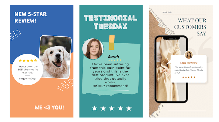 instagram story templates for customer testimonials