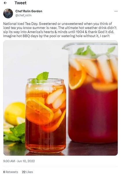 june marketing ideas - iced tea day tweet