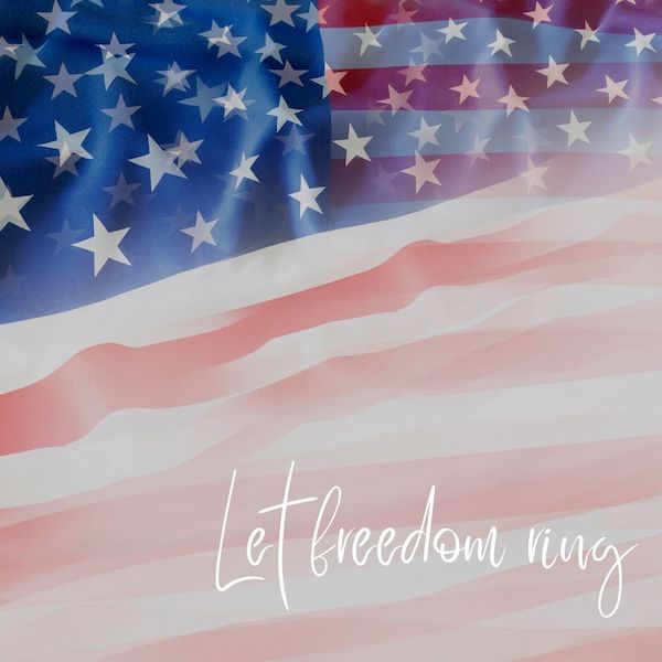 4 июля подписи для инстаграма - изображение американского флага с надписью пусть свобода звенит