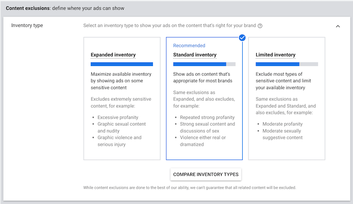 how to advertise on youtube - content exclusions