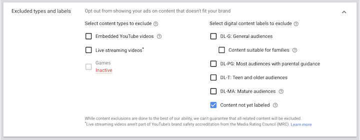 como anunciar no youtube - tipos e rótulos excluídos