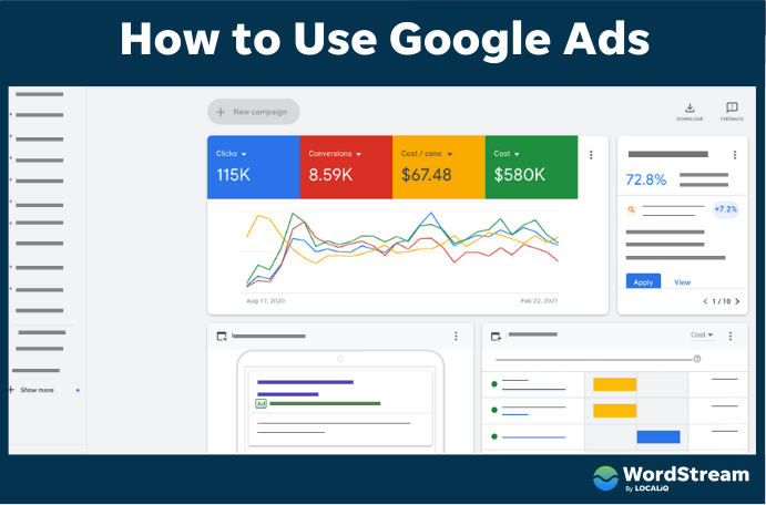 how to use google ads - interface mockup