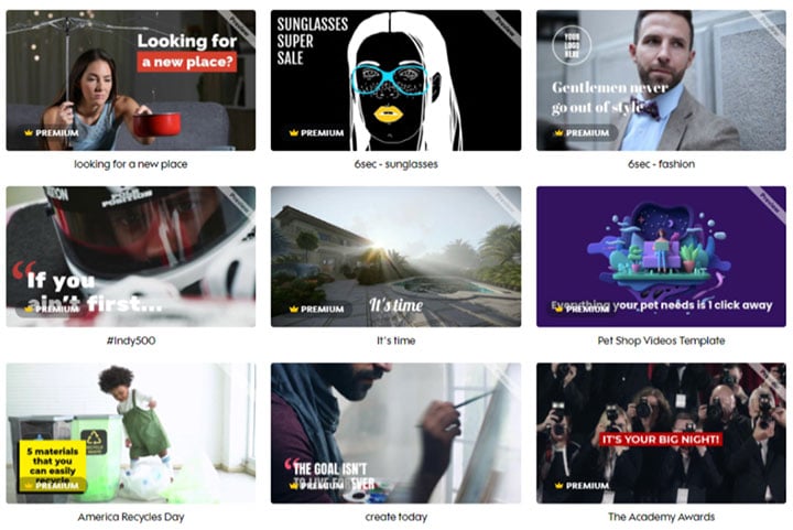 video ad tools - promo template library