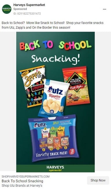 august marketing ideas - facebook ad for back to school example