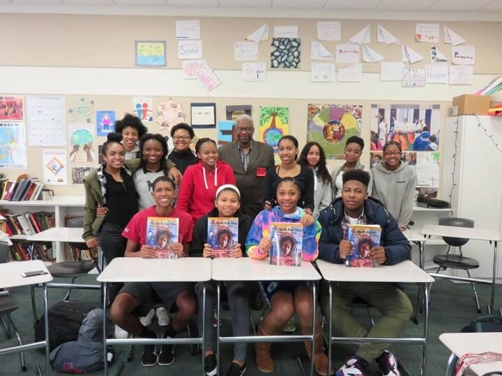 black business month - picture of black business month founder making a classroom appearance