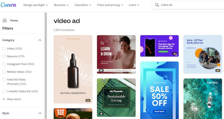 canva video ad templates