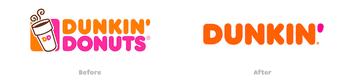 marketing de psicología del color - logotipo antiguo y nuevo de dunkin