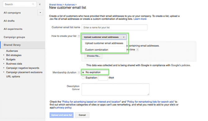 google ads customer match setup