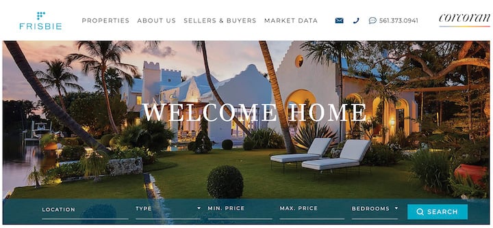 real estate business website examples - frisbie