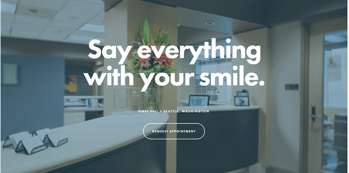 best dentist website examples - dental care seattle's homepage