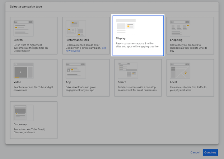 como criar anúncio gráfico do google - opção de anúncio gráfico