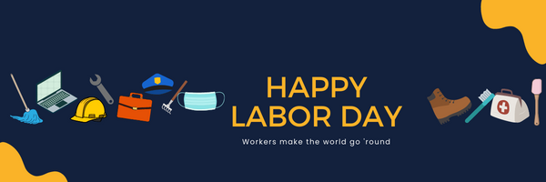 labor day messages - happy labor day email banner with different icons for different professions