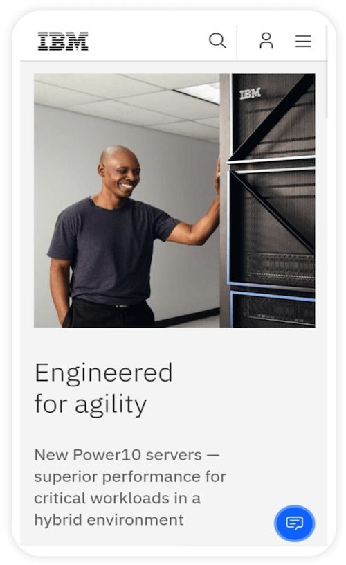 b2b website design examples and tips - ibm website on mobile