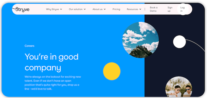 b2b website design examples and tips - stryve's careers page
