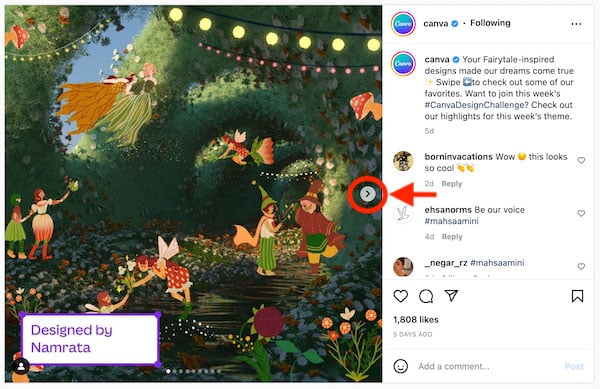 comment augmenter l'engagement instagram - exemple d'une publication de carrousel