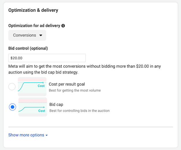 facebook ads bidding - bid cap