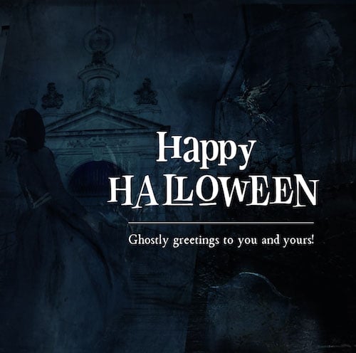 halloween greetings and sayings - happy halloween on a spooky background