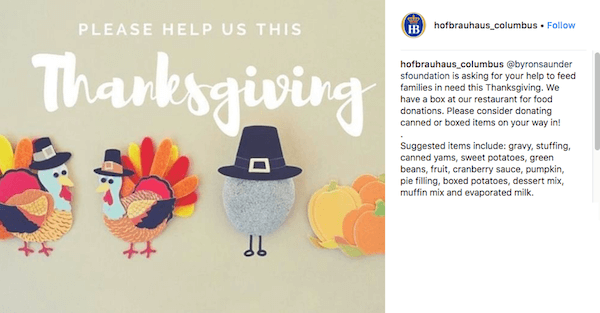 november marketing ideas: food drive post on instagram