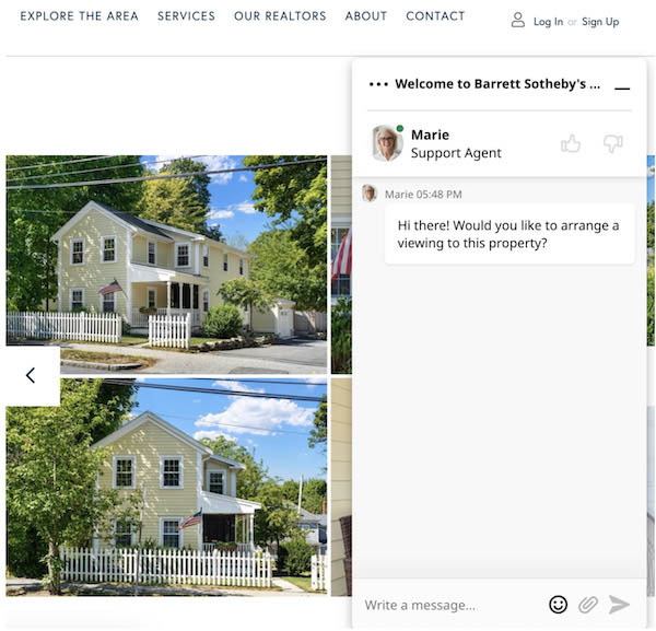 Примеры дизайна веб-сайта недвижимости - чат Southeby's Live