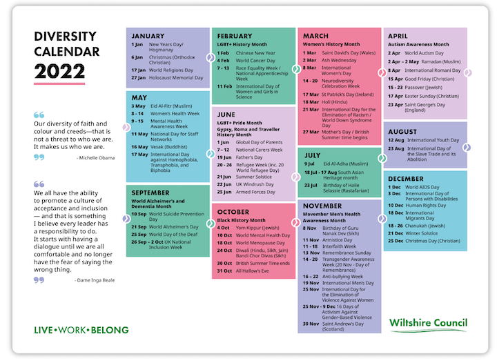 diversity and inclusion calendar