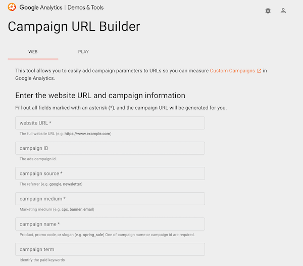 content marketing roi - utm builder by google