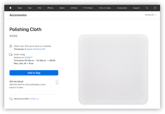 customer perceived value - apple's $19 polishing cloth