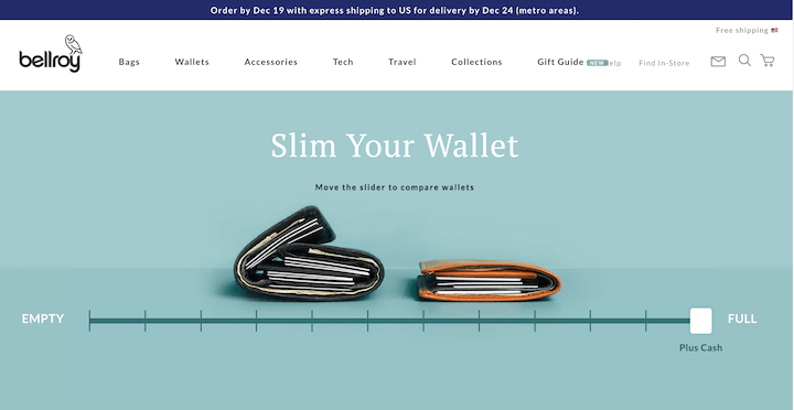 customer perceived value - bellroy's wallet slider