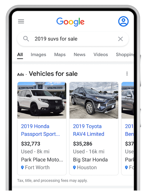 google ads automotive ad format