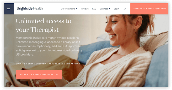 healthcare website design examples - brightside health