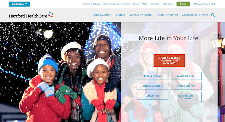 Примеры дизайна веб-сайта здравоохранения - Hartford Health