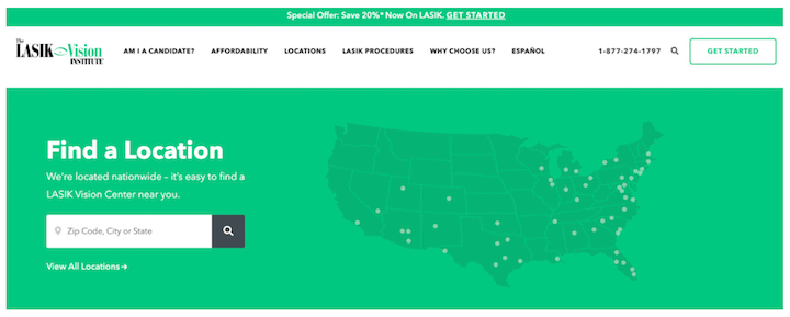 healthcare website design examples - lasik institute