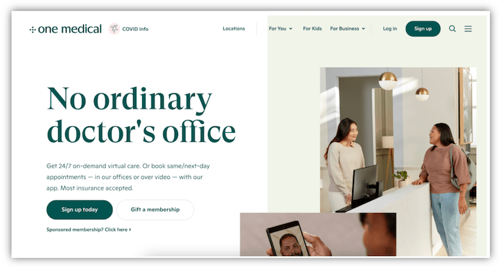 healthcare website design examples - one medical