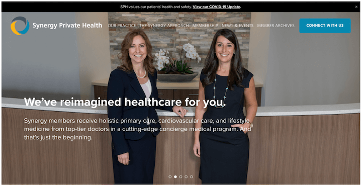 healthcare website design examples - synergy private practice