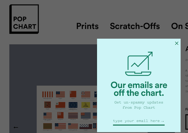 call to action popup example - unspammy emails