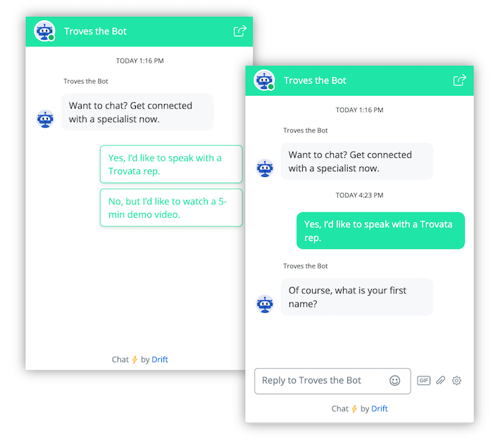 exemple de chatbot trovata