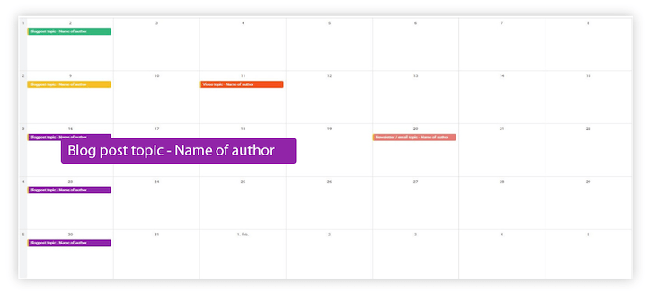 editorial calendar example