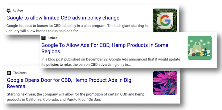 anuncios en google que permiten ciertos anuncios para productos cbd