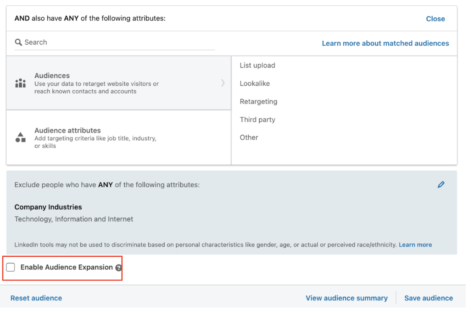 como otimizar anúncios linkedin - expansão de audiência