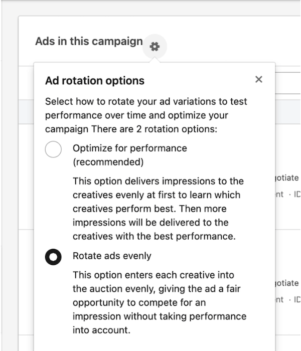 como otimizar anúncios linkedin - rotação de anúncios