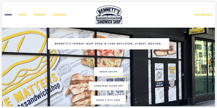 exemples de conception de sites Web de restaurants - bennett's