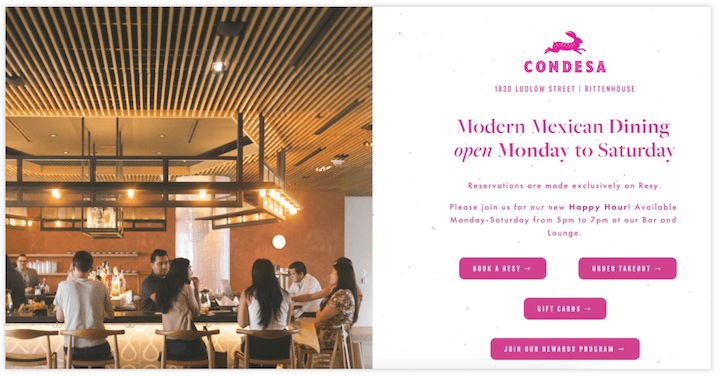 exemples de conception de sites Web de restaurants - condesa