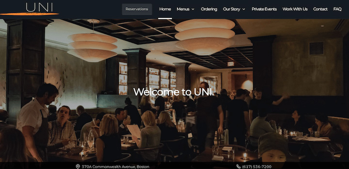 restaurant website design examples - uni