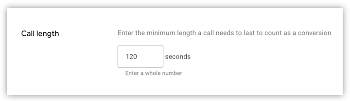 google ads conversion tracking - call duration