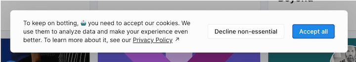 cookie consent banner examples - keep on botting