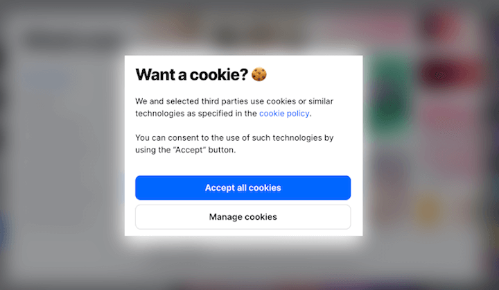 exemples de bannières de consentement aux cookies – vouloir un cookie