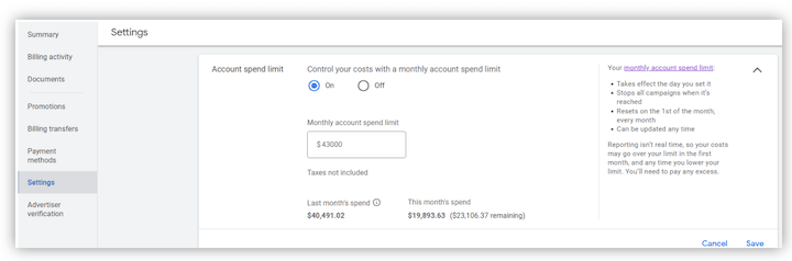 google ads budget strategies - monthly spend limit