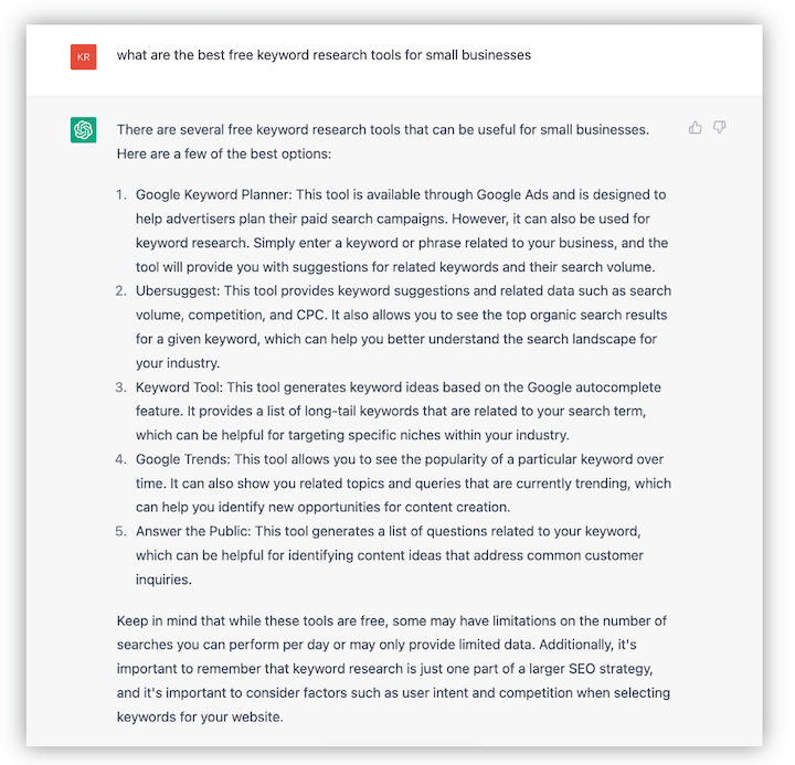 как использовать chatgpt для маркетинга малого бизнеса — подсказка инструментов исследования ключевых слов
