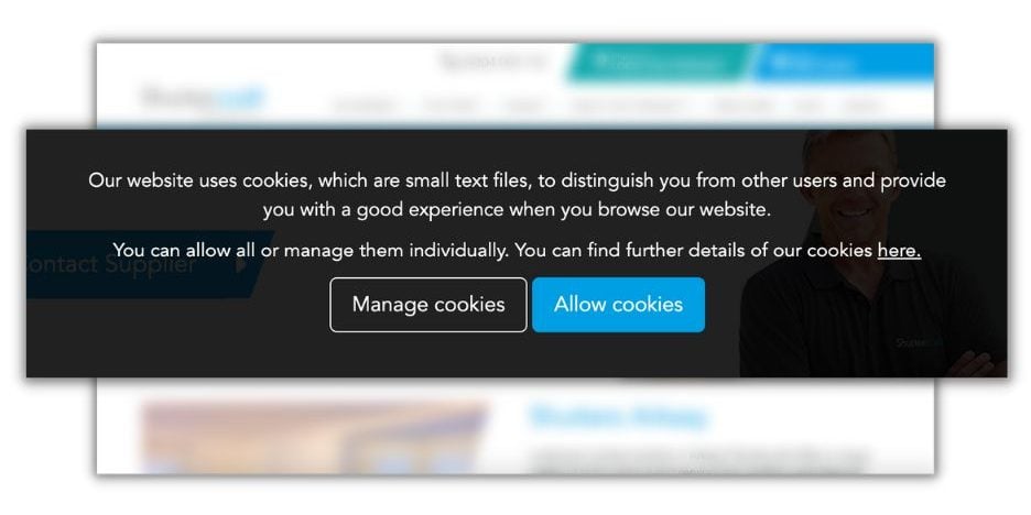 exemple de bannière de consentement aux cookies qui explique qu'un cookie est un petit fichier texte